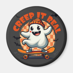 Creep it real Spooky Halloween Ghost Skating Board Magnet