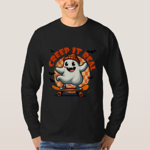 Creep it real Spooky Halloween Ghost Skating Board T-Shirt