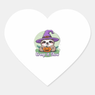 Creep It Slow – Cute Halloween Sloth Shirt with Pu Heart Sticker