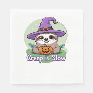 Creep It Slow – Cute Halloween Sloth Shirt with Pu Napkin