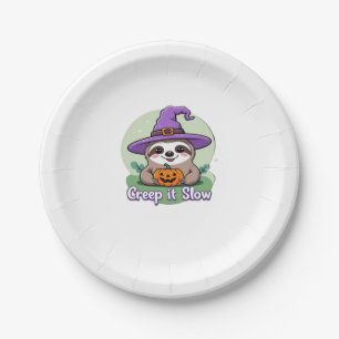 Creep It Slow � Cute Halloween Sloth Shirt with Pu Paper Plate