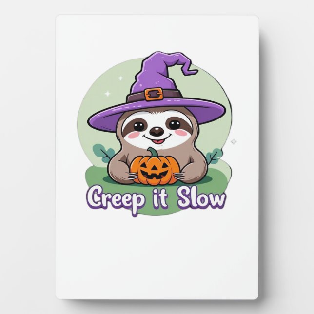 Creep It Slow � Cute Halloween Sloth Shirt with Pu Plaque (Front)