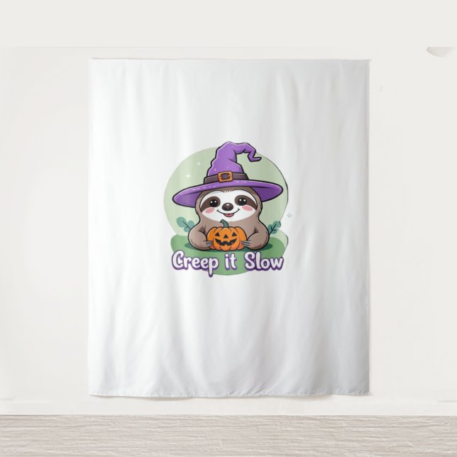 Creep It Slow – Cute Halloween Sloth Shirt with Pu Tapestry (Front)