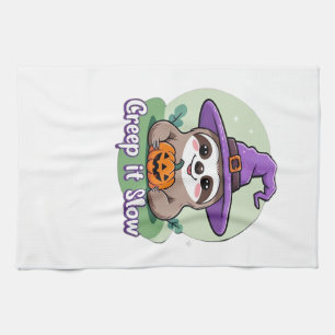 Creep It Slow � Cute Halloween Sloth Shirt with Pu Tea Towel