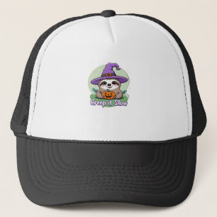 Creep It Slow � Cute Halloween Sloth Shirt with Pu Trucker Hat