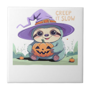 Creep It Slow – Cute Sloth Halloween Shirt Funny Ceramic Tile