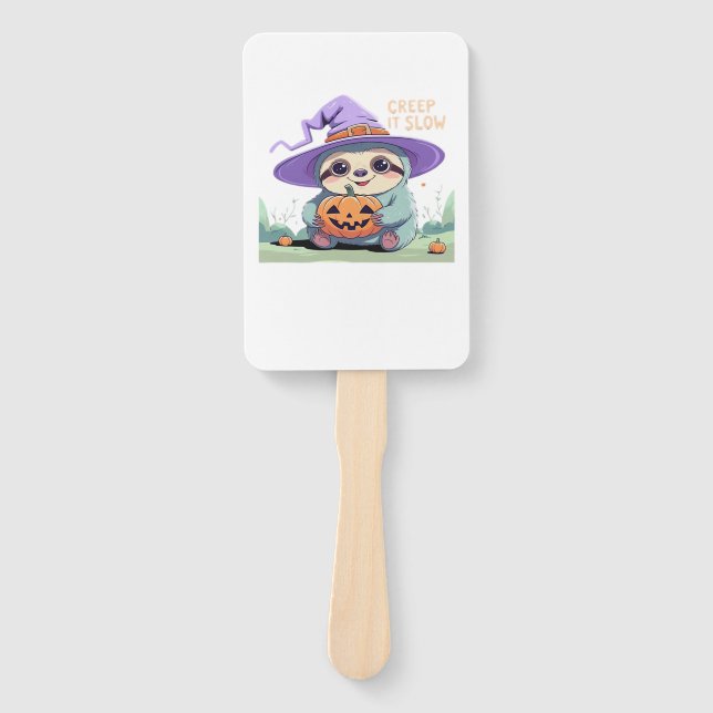 Creep It Slow � Cute Sloth Halloween Shirt  Funny  Hand Fan (Front)
