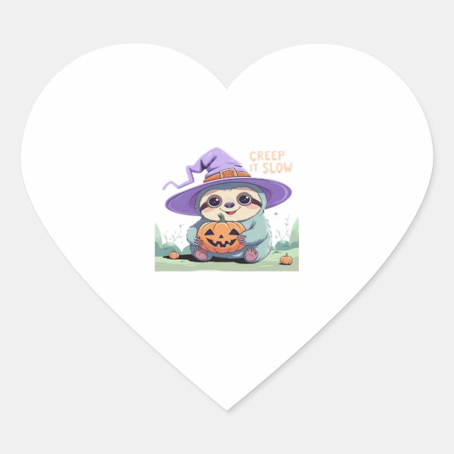 Creep It Slow � Cute Sloth Halloween Shirt  Funny  Heart Sticker (Front)