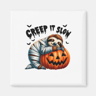 Creep It Slow Cute Sloth Mummy Jack O Lantern Hall Magnet
