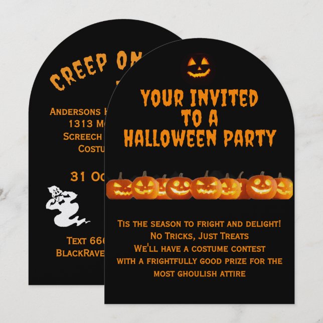 Creep on Over Halloween Party Invitation (Front/Back)
