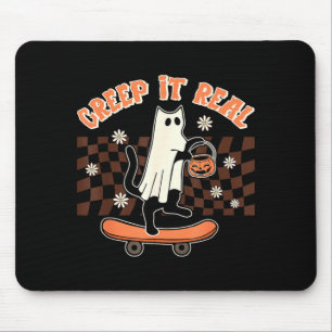 Creep Real Black Cat Ghost Skateboard Funny Mouse Pad