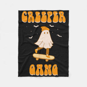 Creeper Gang Ghost Skateboard Funny Halloween Skat Fleece Blanket