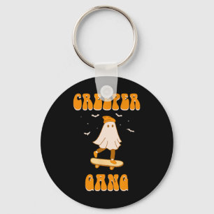 Creeper Gang Ghost Skateboard Funny Halloween Skat Key Ring