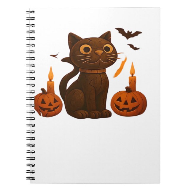 Creeper Pumpkin Cat Halloween Gift Oversized T-Shi Notebook (Front)