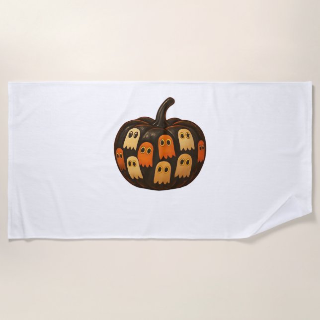 Creeper Pumpkin Ghosts Halloween Gift Classic T-Sh Beach Towel (Front)