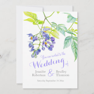 Creeper watercolor floral purple wedding invites