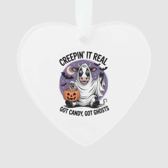 Creepin� Cow Halloween Ornament (Front)