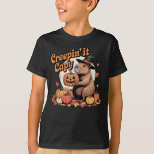 Creepin’ It Capy Halloween Capybara in Witch Hat T-Shirt