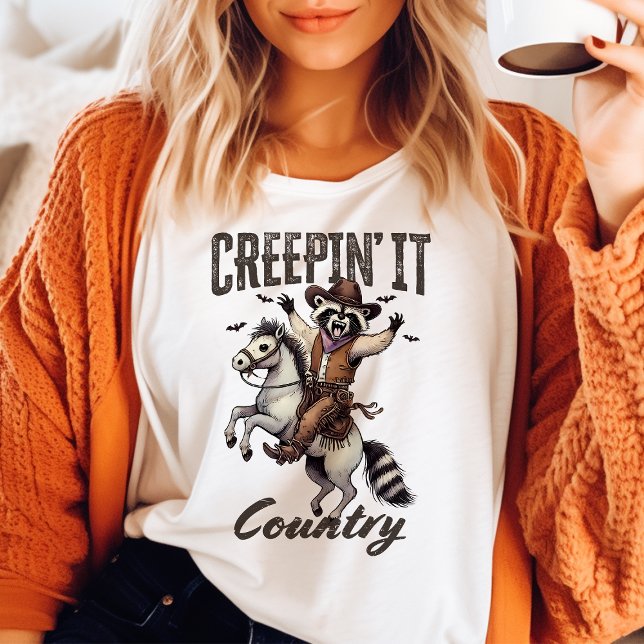 Creepin' It Country Vintage Racoon Halloween T-Shirt (Creator Uploaded)