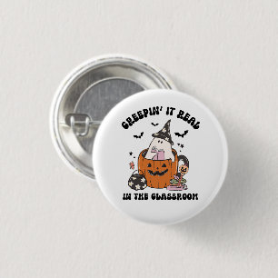 Creepin’ It Real cute Retro Halloween Teacher 3 Cm Round Badge