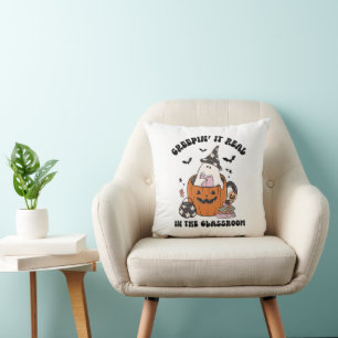 Creepin’ It Real cute Retro Halloween Teacher Cushion