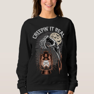 Creepin It Real Gothic Halloween Lantern Sweatshirt