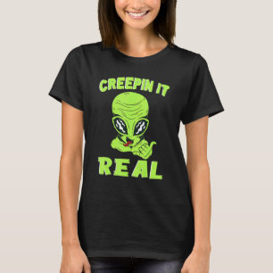 Creepin It Real Halloween Alien Shaka T-Shirt