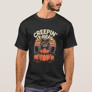 Creepin' It Real Halloween Black Cat Lover Men Wom T-Shirt