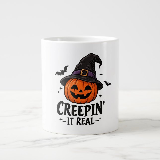 Creepin' It Real Halloween Large Coffee Mug (Front)