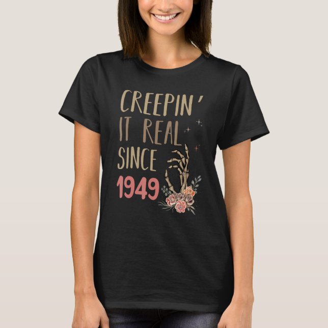 Creepin It Real Halloween Retro 1949 Holiday Spook T-Shirt (Front)