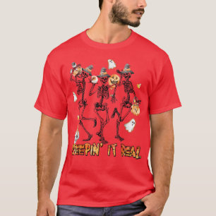 Creepin' It Real Halloween Skeleton Dancing T-Shirt