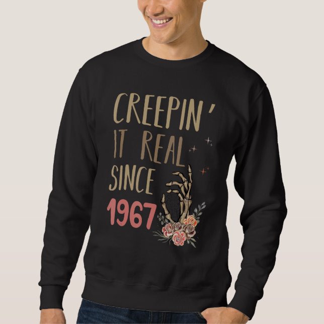 Creepin It Real Since 1967 Spooky Halloween Retro  Sweatshirt (Front)