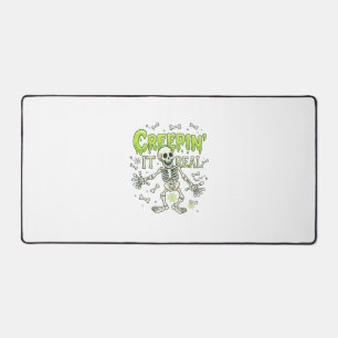 Creepin It Real Skeleton Halloween Bones Spider We Desk Mat