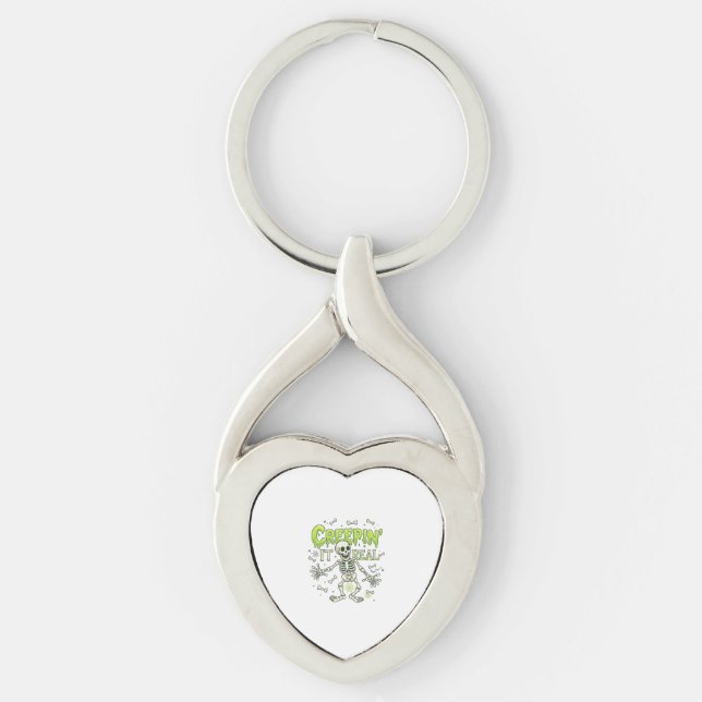 Creepin It Real Skeleton Halloween Bones Spider We Key Ring (Front)