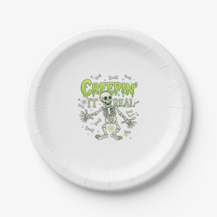 Creepin It Real Skeleton Halloween Bones Spider We Paper Plate