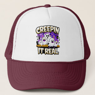 Creepin' It Real   Spooky Halloween Design Fun Trucker Hat