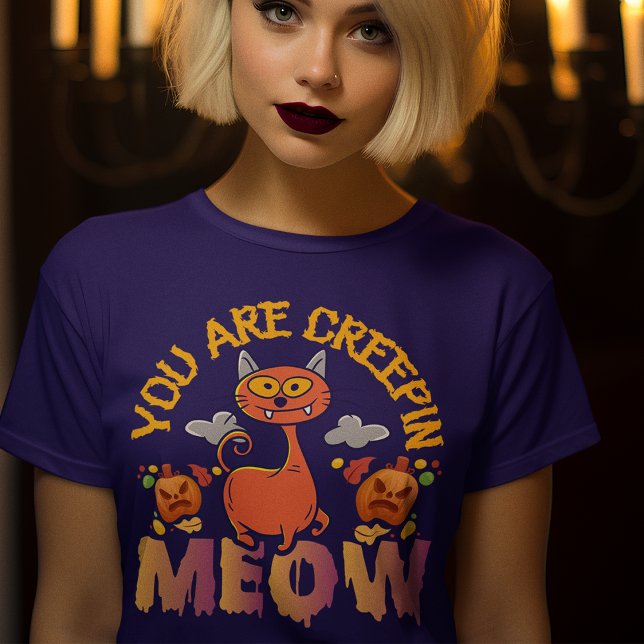 Creepin Meow Funny Halloween Cat T-Shirt (Creator Uploaded)
