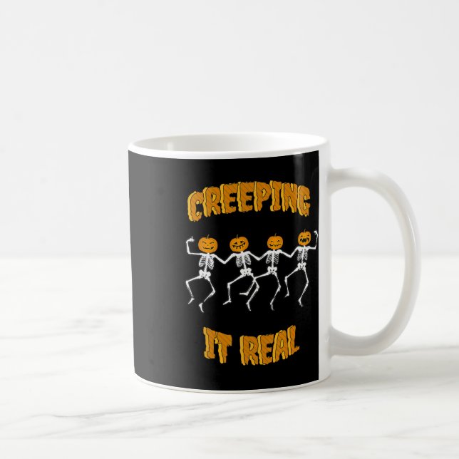 Creeping It Real Skeleton Halloween Jack'o Lantern Coffee Mug (Right)