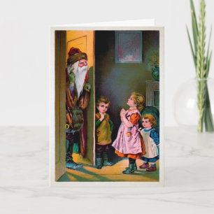 Creeping Santa with Children Holiday Card