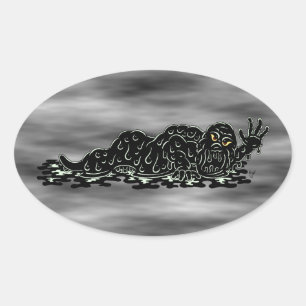 Creeping Slime Hulk Weird Horror Art Oval Sticker