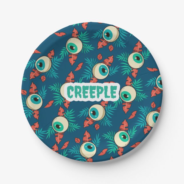 Creeple Scary Spooky Eyes Halloween Paper Plate (Front)