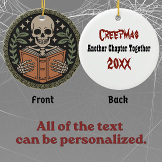 Creepmas Dark Romance Skeleton Reading Book Ceramic Ornament