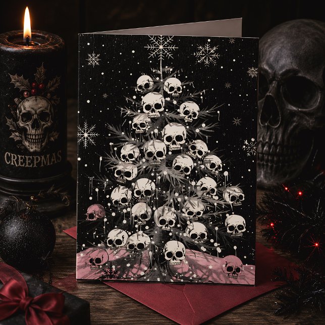 Creepmas Skull Christmas Tree Spooky Gothic Card (Creator Uploaded)