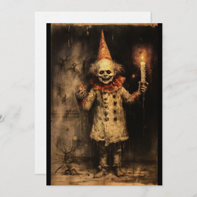 Creepmas Spooky Gothic Vintage Clown Holiday Card (Front/Back)