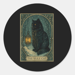 Creepmas Vintage The Yule Cat Tarot Card Dark Chri Classic Round Sticker