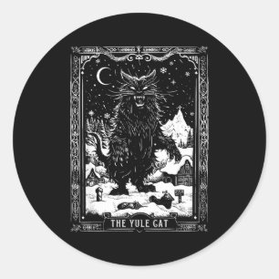 Creepmas Vintage The Yule Cat Tarot Card Dark Chri Classic Round Sticker