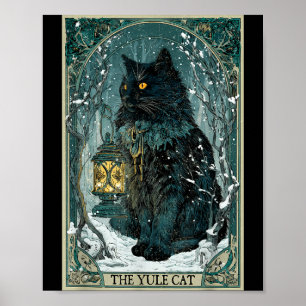 Creepmas Vintage The Yule Cat Tarot Card Dark Chri Poster