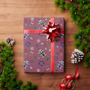 Creepmas w/ haunted house, skulls, wreaths, coffin wrapping paper