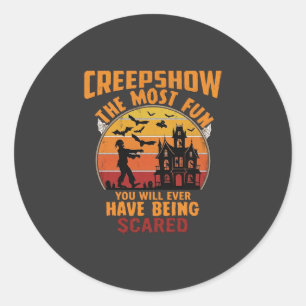 Creepshow Halloween Zombie Haunted House Sunset Ba Classic Round Sticker