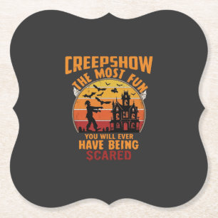Creepshow Halloween Zombie Haunted House Sunset Ba Paper Coaster